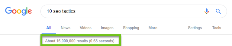 google search for 10 seo tactics