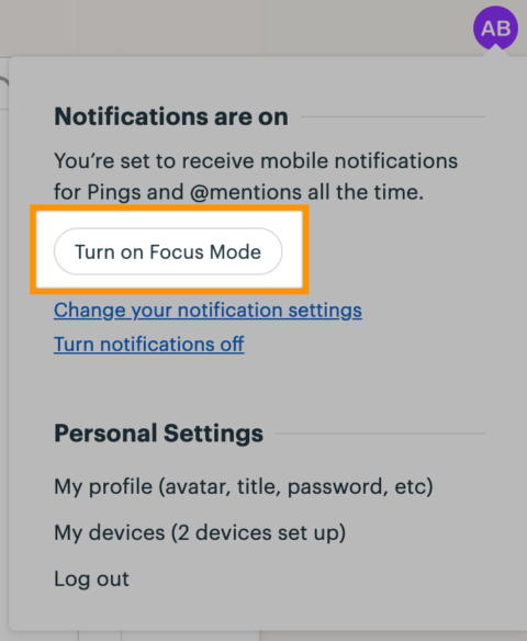 Basecamp Focus Mode