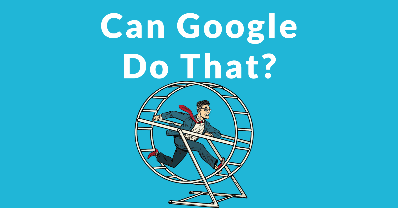 Image of a man on a hamster wheel, symbol of web publishers worried about spam links