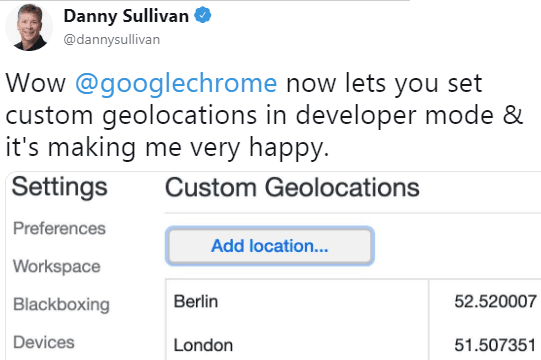 Screenshot of a tweet by Google's Danny Sullivan