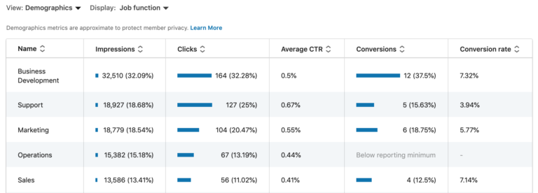 LinkedIn Ads Campaign Demographic Data