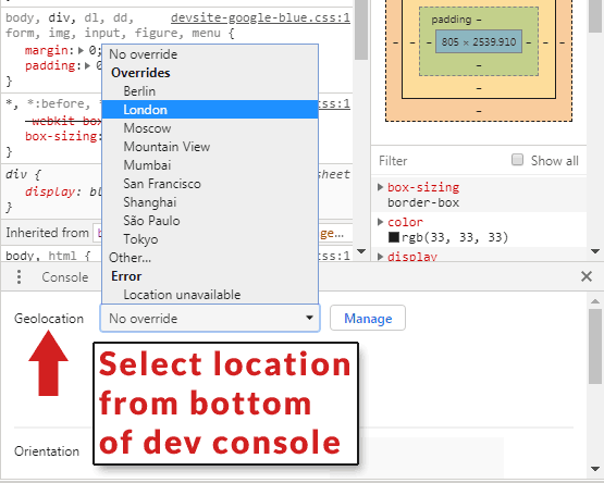 Select geographic location