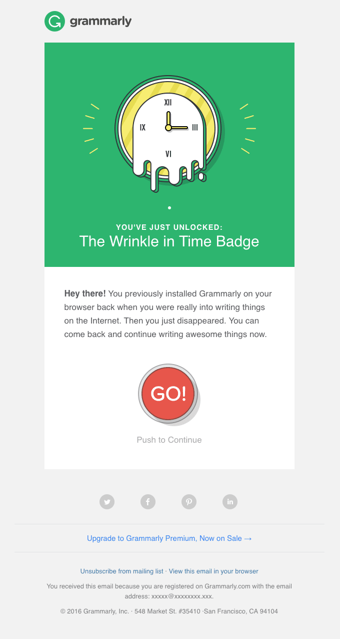 Grammarly re-engagement email