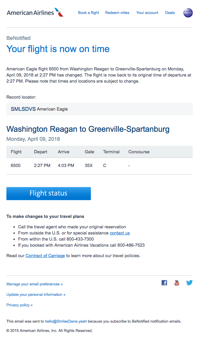 American Airlines email