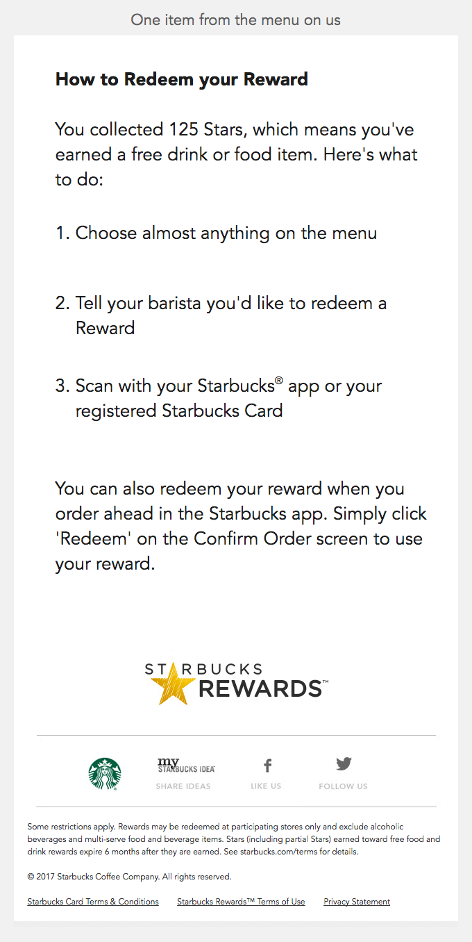 Starbucks email