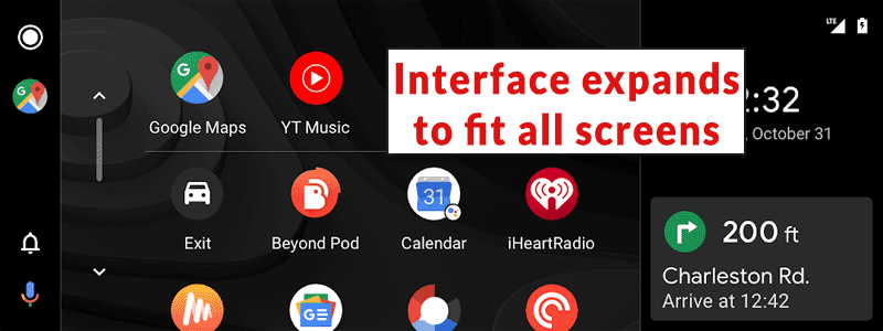 Android auto interface expands to fit all screen sizes