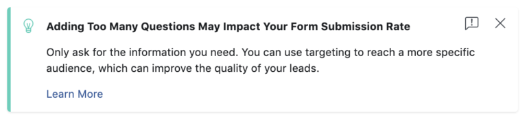 Facebook Lead Gen Forms Warning Text