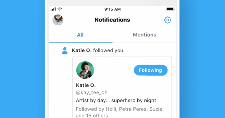 Twitter to Show the Profiles of New Followers in the Notifications Tab