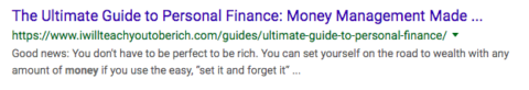 Screenshot of SERPs "Guide to Personal Finance"