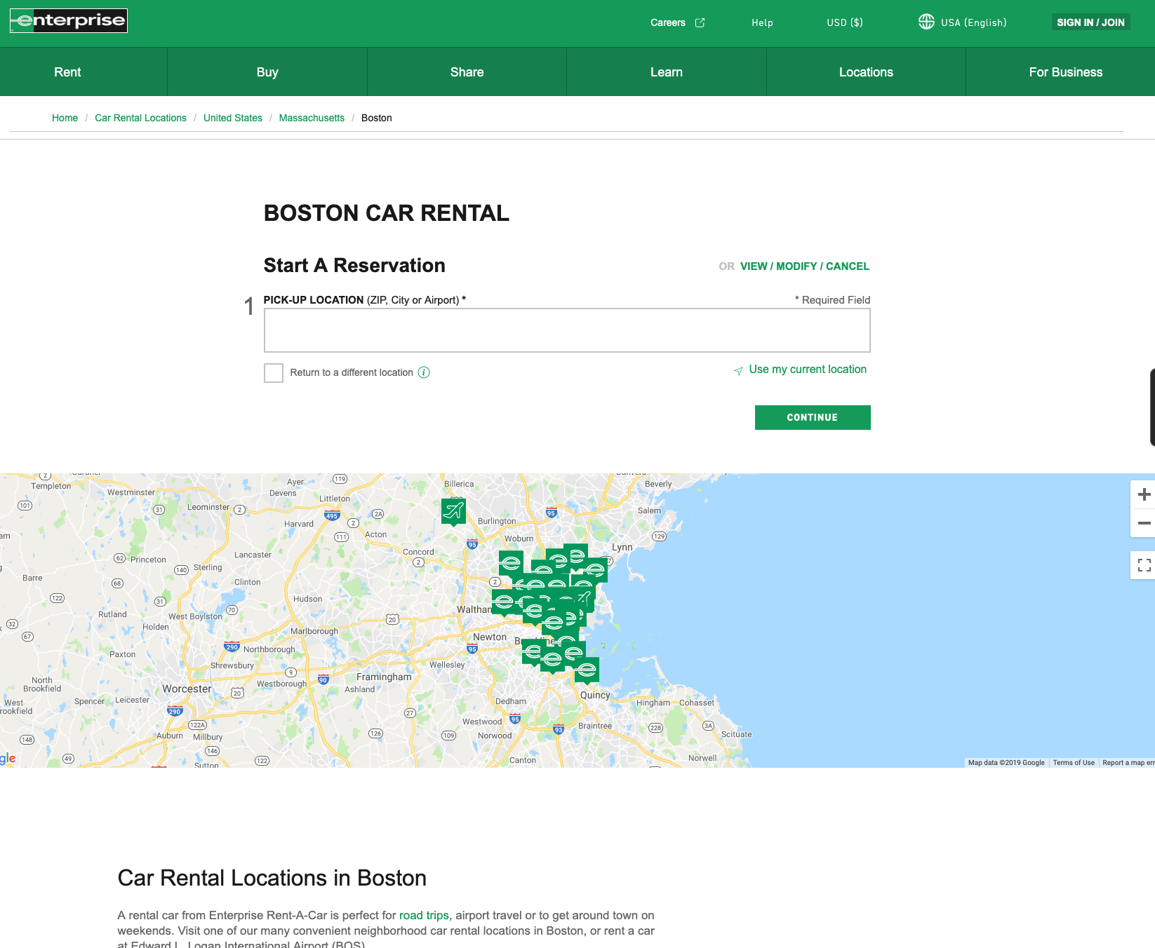 enterprise boston car rental