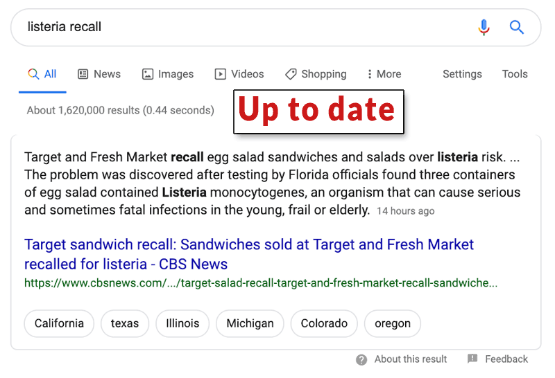 Up to Date Featured Snippet