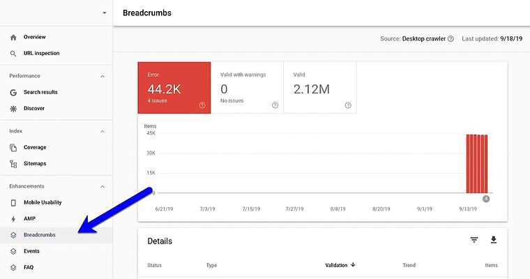 Google Search Console Adds a New Structured Data Report for Breadcrumbs