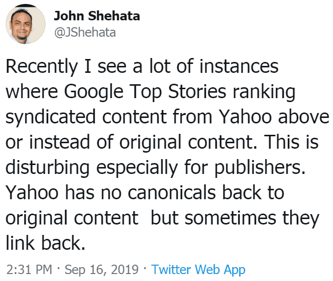 screenshot of tweet by John Shehata