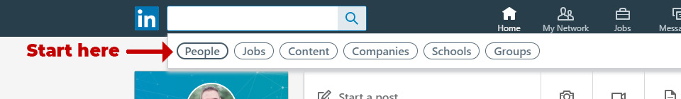 LinkedIn search by publication - Step 1