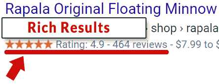 Screenshot of a Reviews Rich Result
