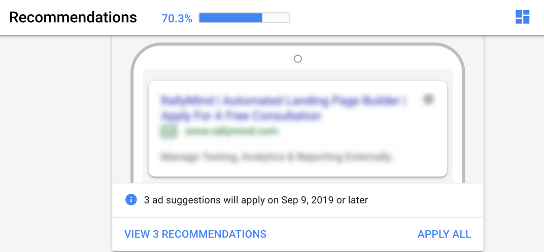 google ads automated suggestions