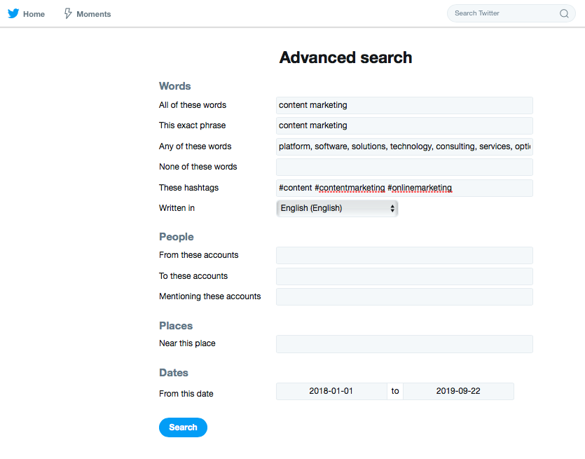 Twitter Advanced Search