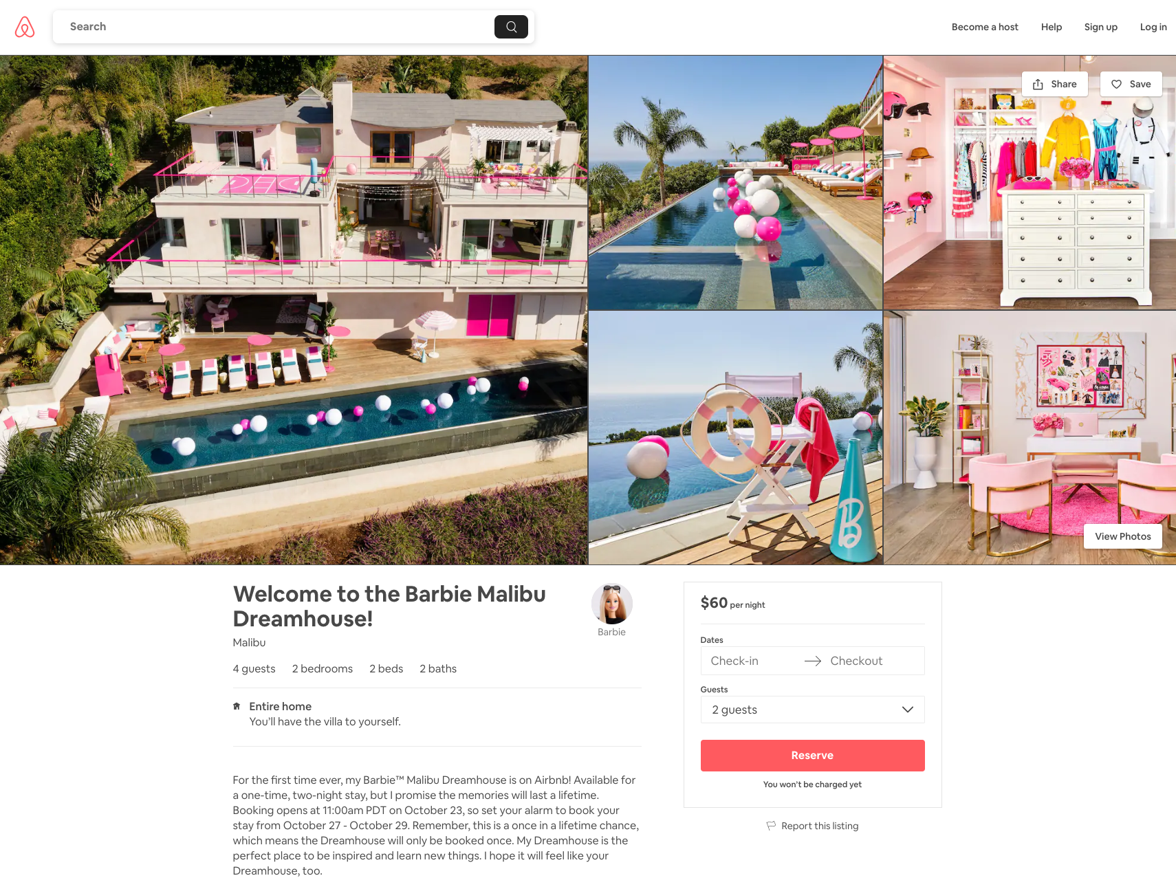 airbnb barbie house
