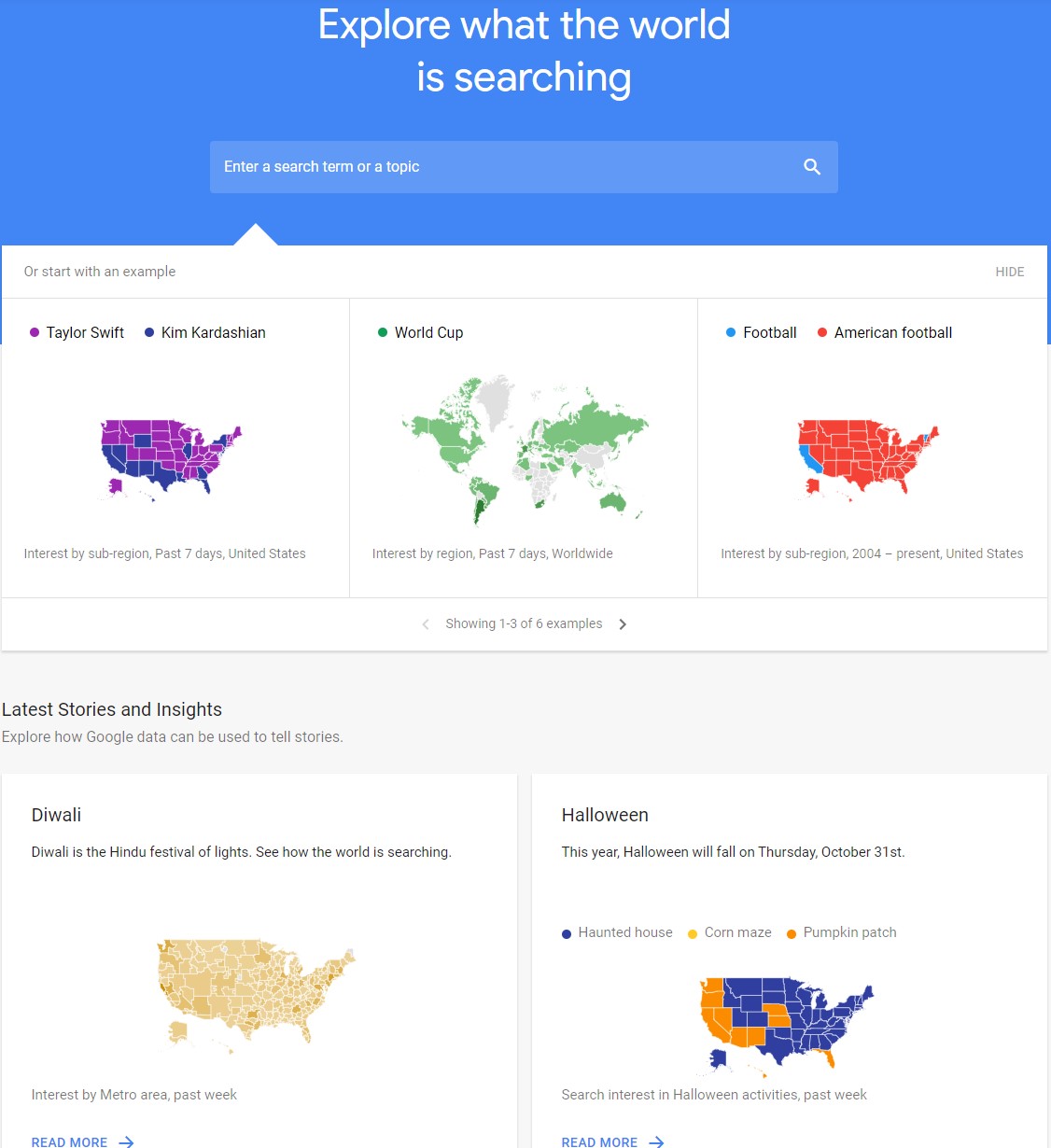 Google Trends home page