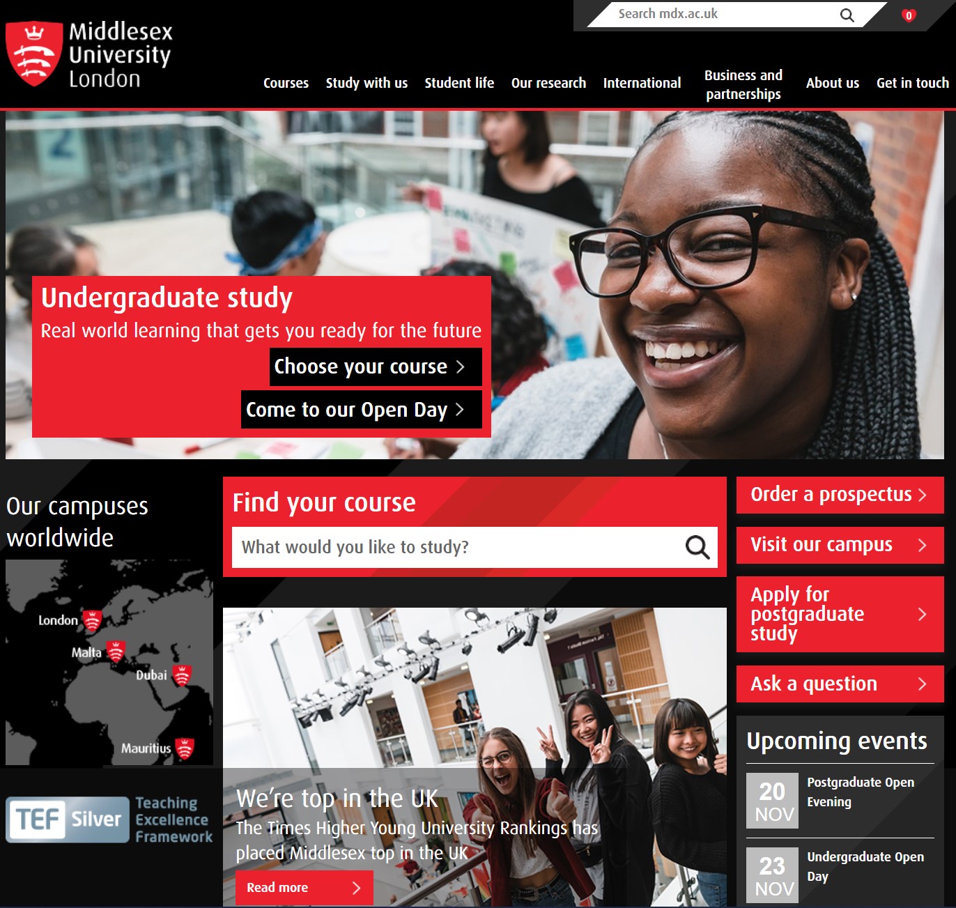 Middlesex university London home page