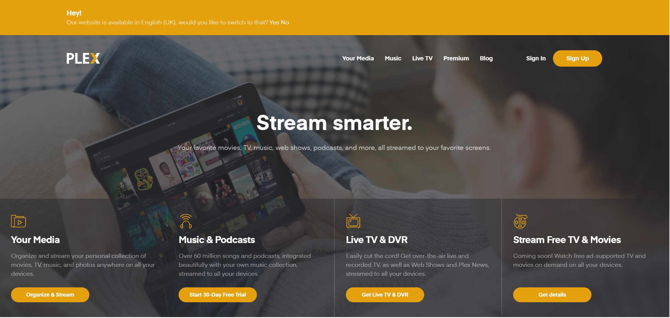 plex tv home page