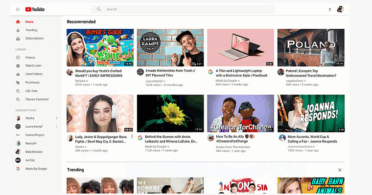 YouTube Launches a Redesign of its Desktop Homepage