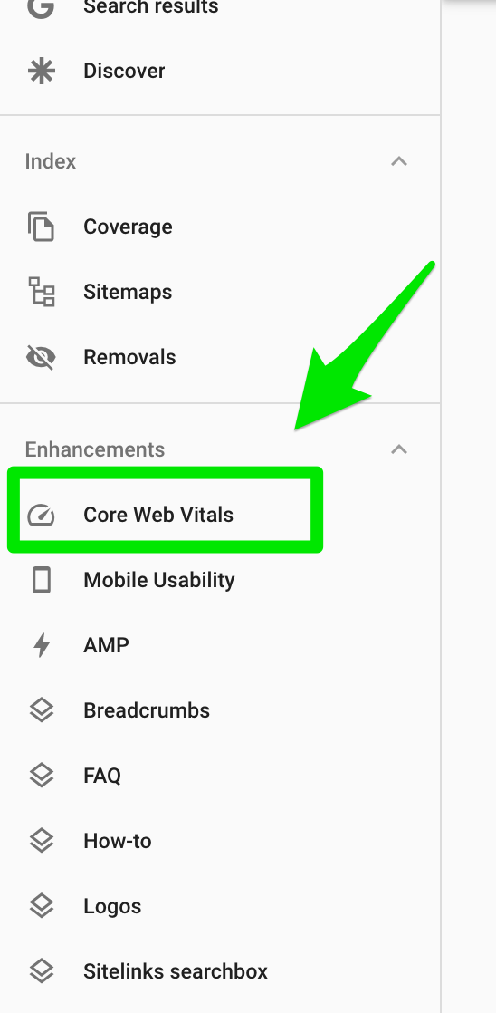google search console core web vitals