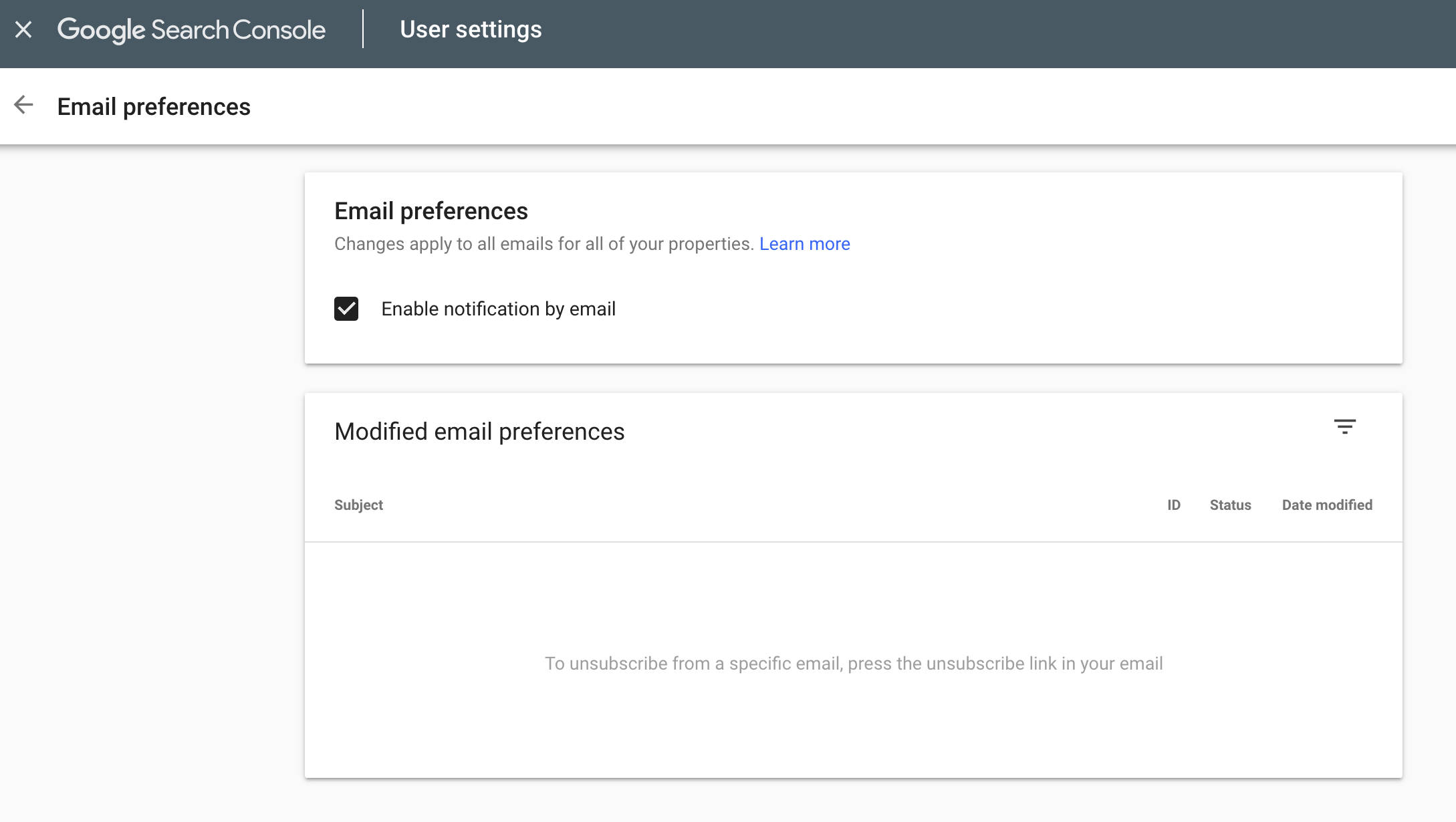 google search console email notifications