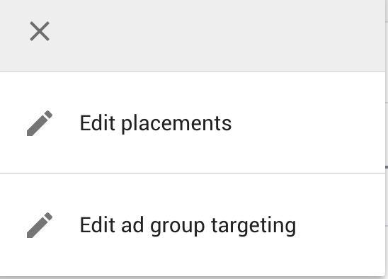 Google Display Network Edit Managed Placements