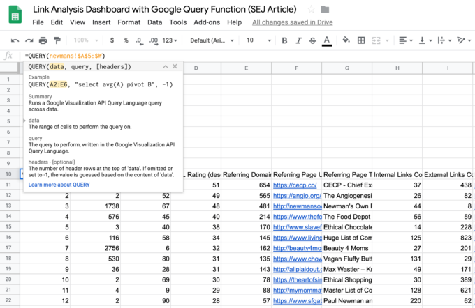 How to Build a Link Analysis Dashboard with the Google Query Function ...