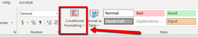 Click on Conditional Formatting