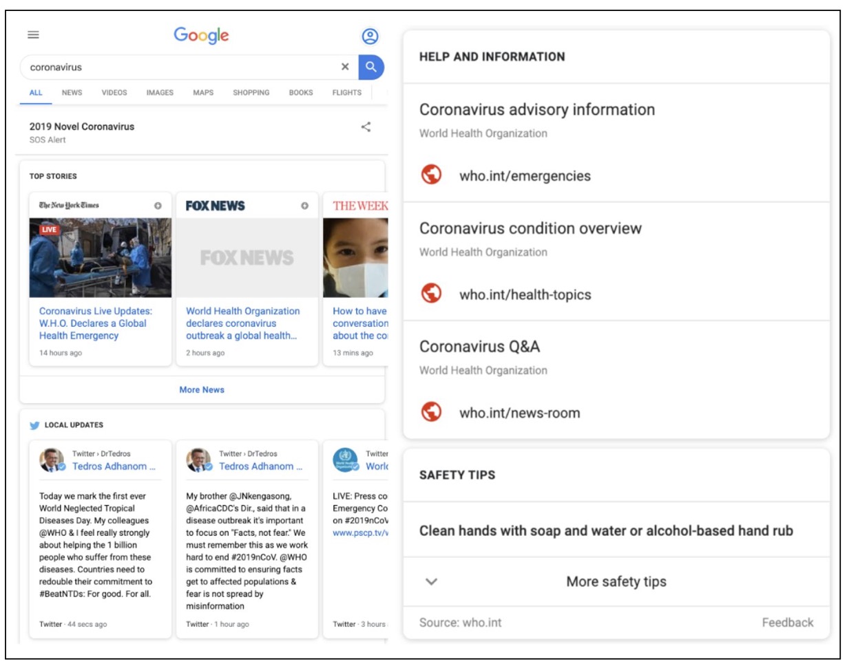 Google Launches SOS Alert For Searches Related to Coronavirus