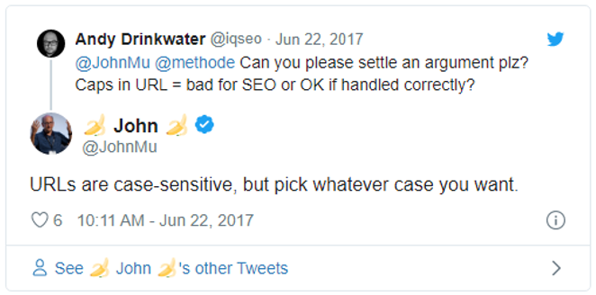 John Mueller: URLs are case sensitive