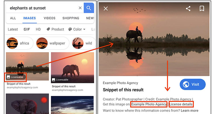 Google to Highlight Image Licensing Information in Image Search Results