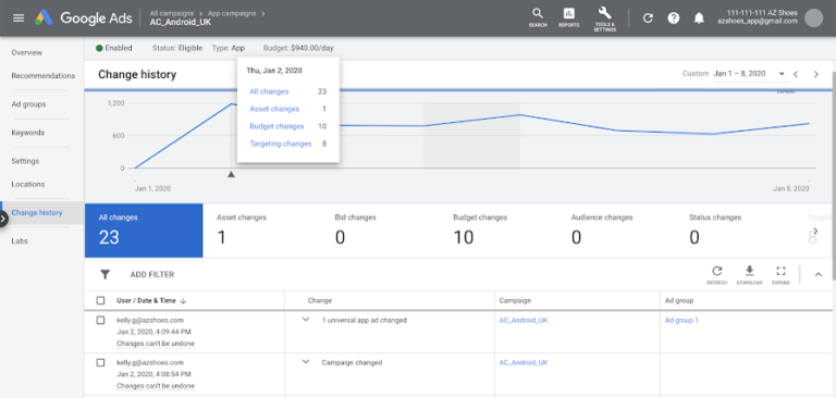 Google Ads Makes it Easier to Review a Campaign’s Change History