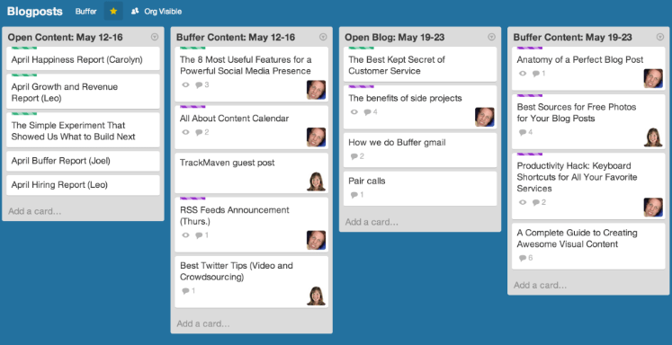 Buffer content calendar