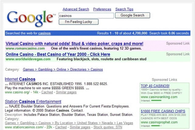 google-search-result-page-2001