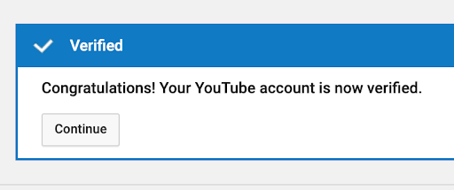 YouTube channel verification