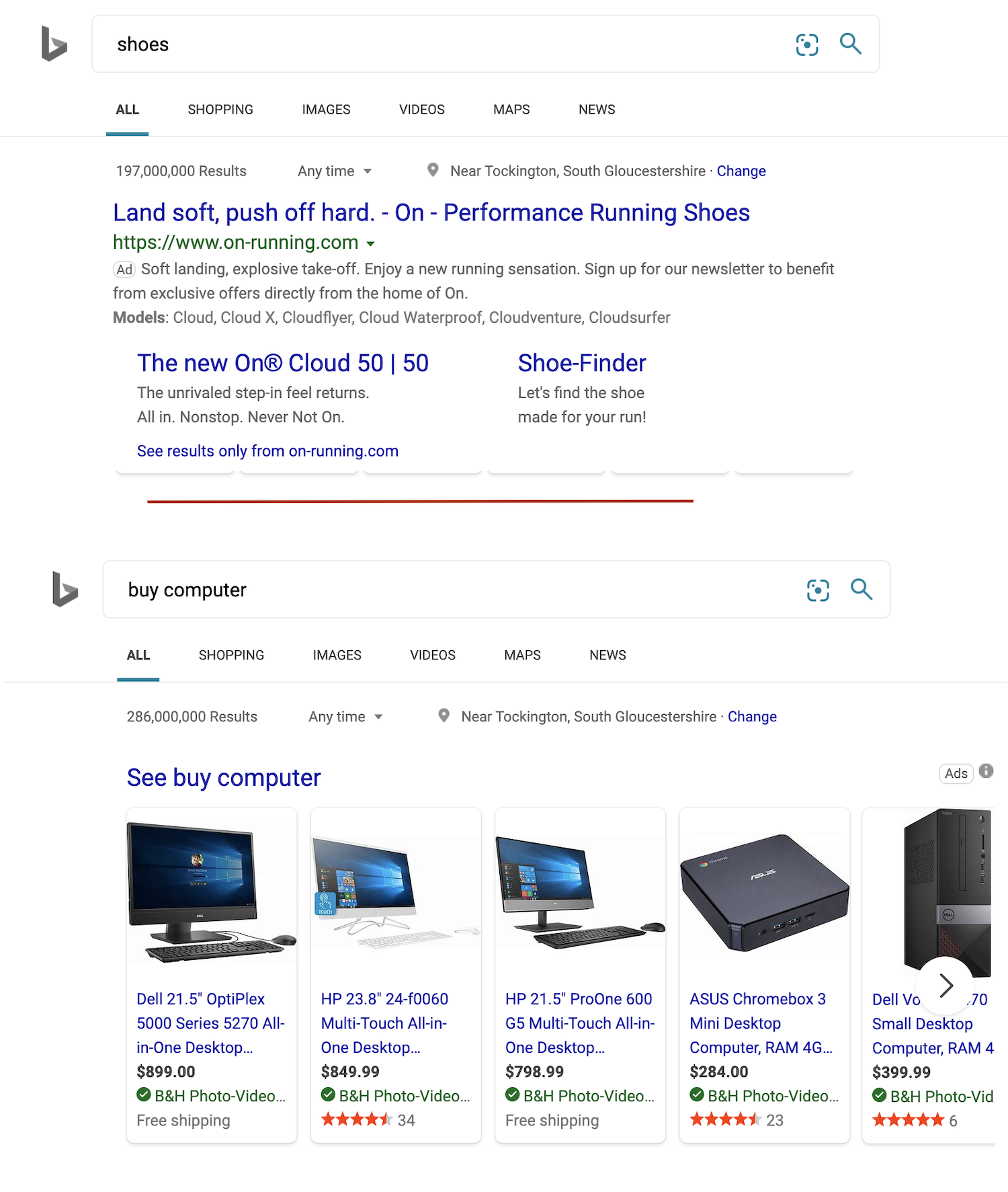 Ads on Bing SERP