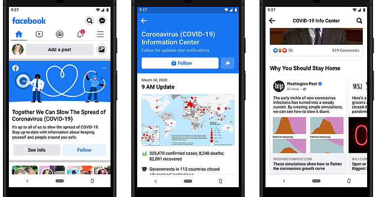 Facebook Puts COVID-19 Information on Top of Users’ News Feeds