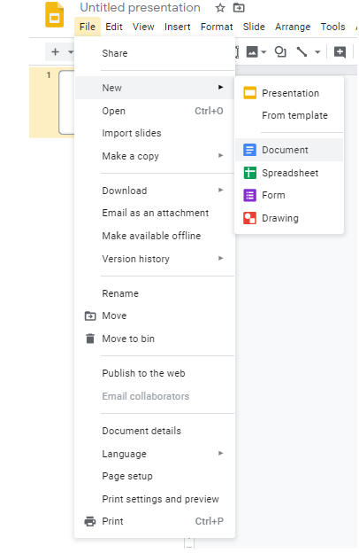 open new document Google Slides