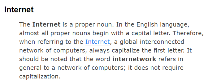 internet capitalization