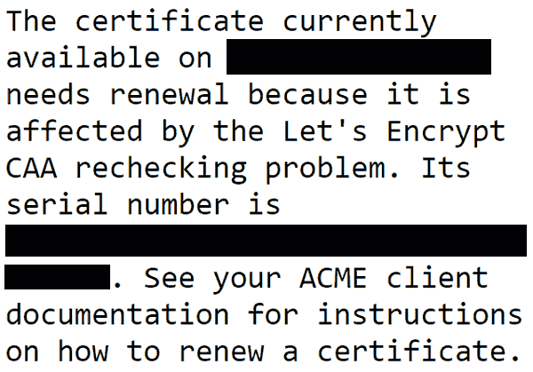 lets encrypt bug