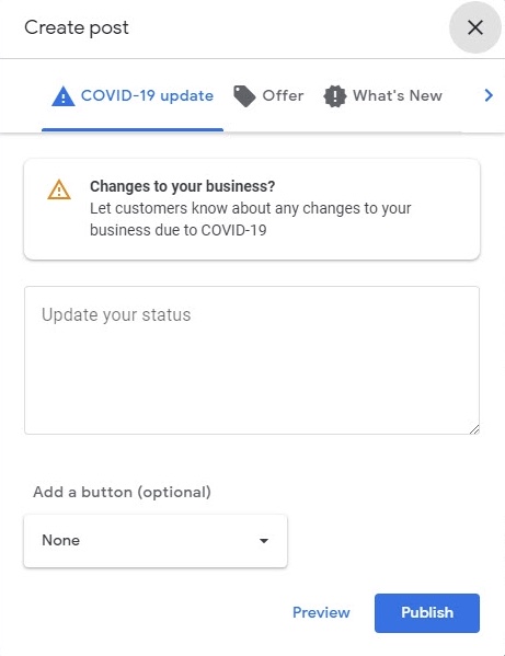 Google My Business Launches New Post Type for COVID-19 Related Announcements