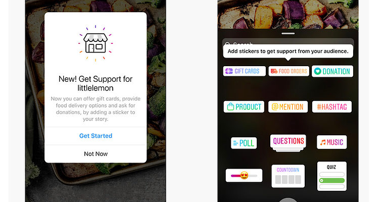 Instagram Has New Call-to-Action Stickers for Gift Cards and Delivery