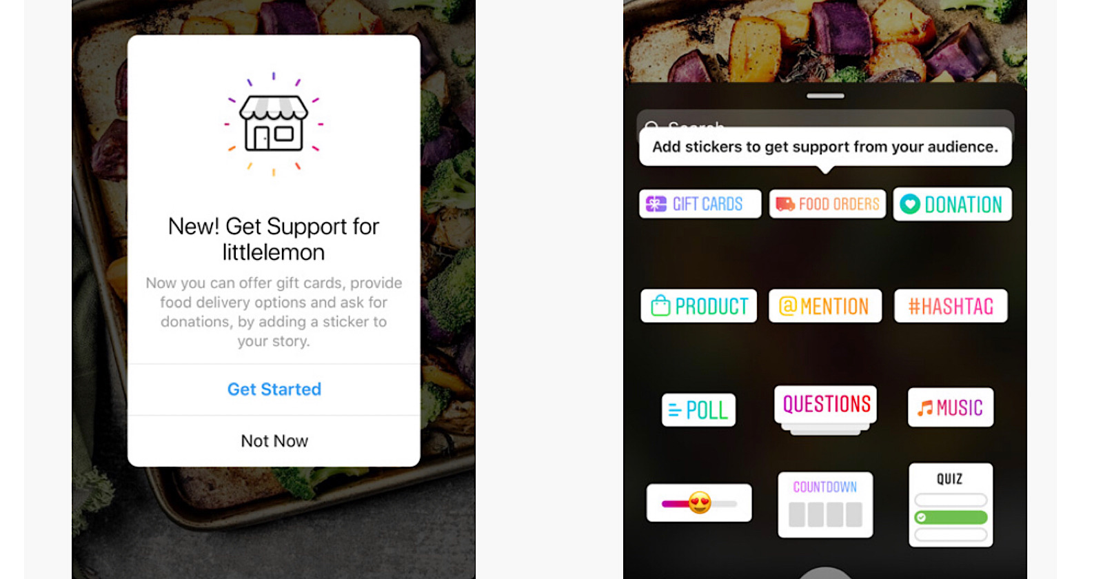 Instagram Has New Call-to-Action Stickers for Gift Cards and Delivery