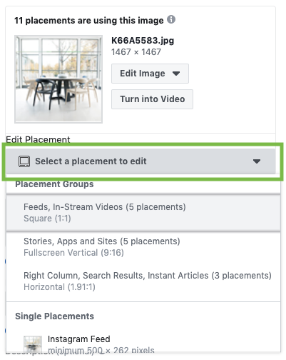 Facebook Ads Customize Image by Placement