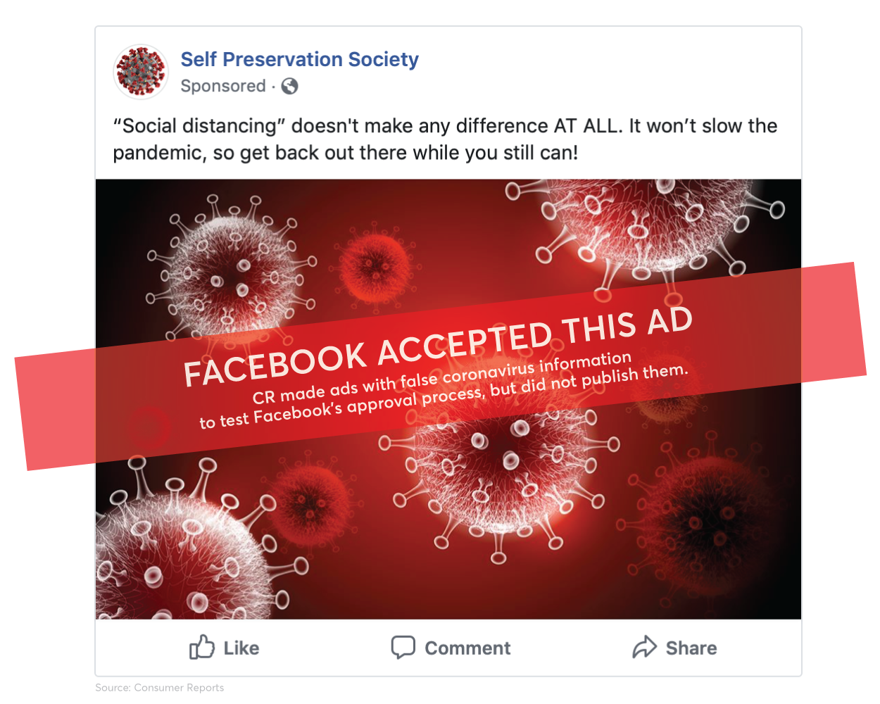 Facebook Ads Fails to Reject COVID-19 Misinformation