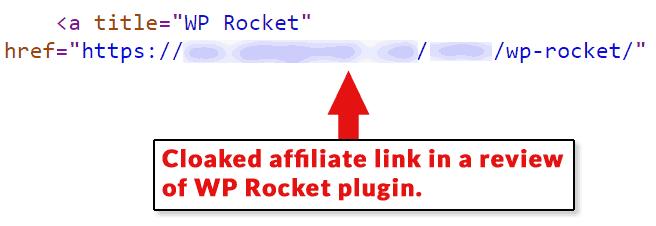 Screenshot of a cloaked affiliate link