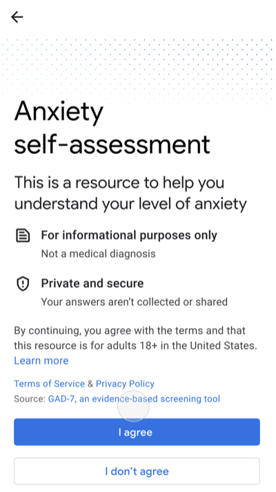 Google Adds An Anxiety Disorder Self-Assessment to Search Results